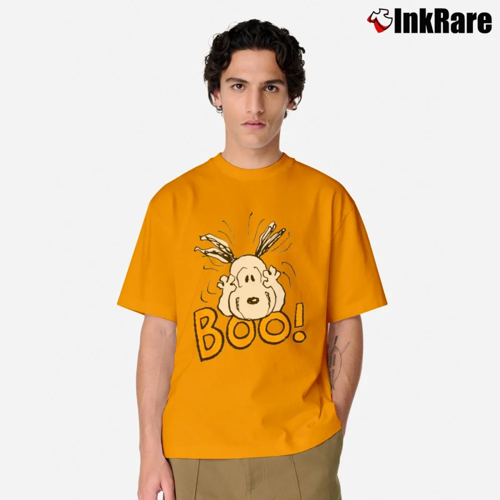 Men’s Peanuts Snoopy Halloween Boo Classic T-Shirt in orange | Soft, Breathable Everyday Wear