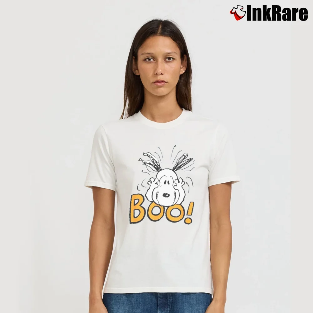 Women’s Peanuts Snoopy Halloween Boo Signature T-Shirt in white | Soft, Flattering Fit