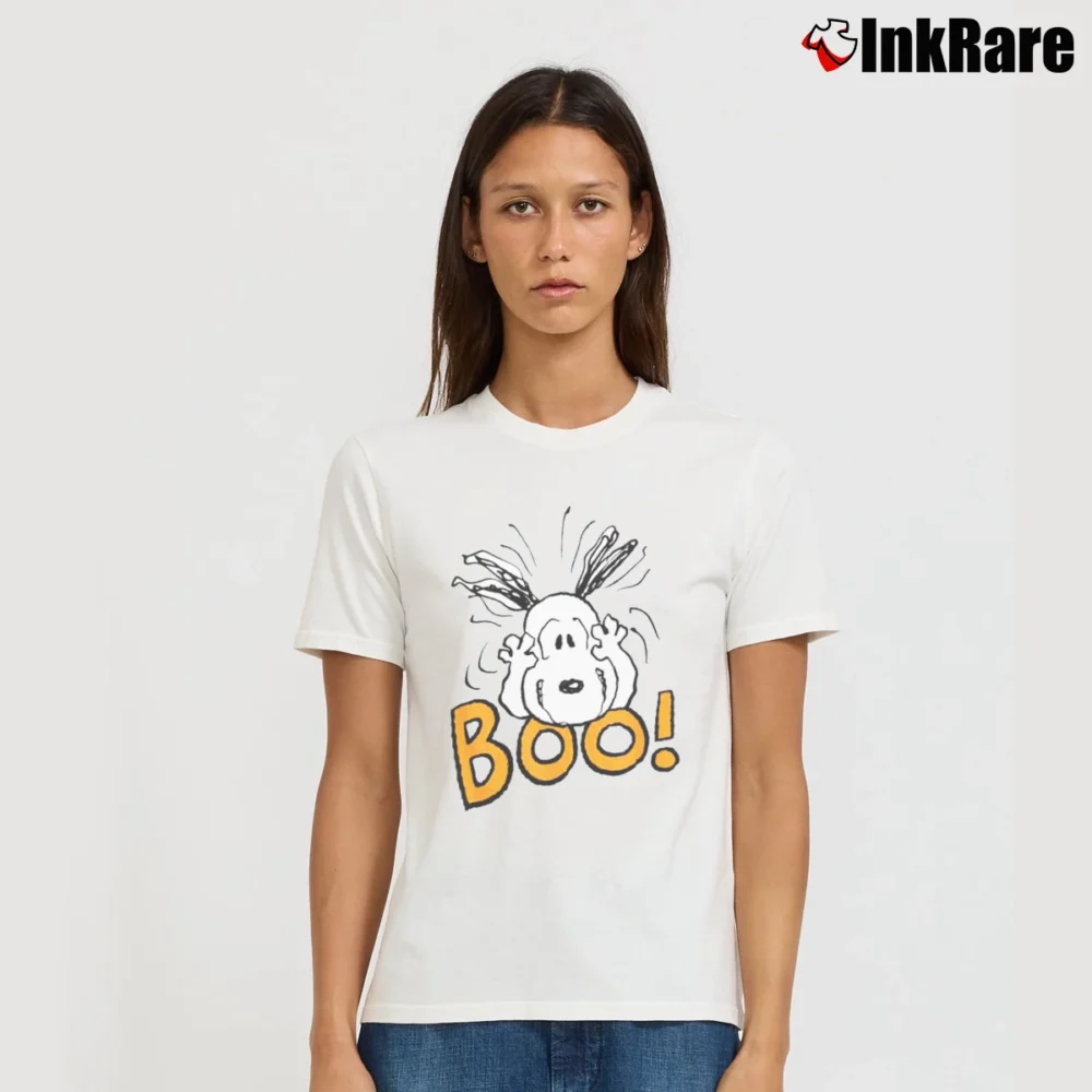 Women’s Peanuts Snoopy Halloween Boo Signature T-Shirt in white | Soft, Flattering Fit