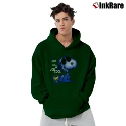 Men’s Peanuts Snoopy Just Call Me Joe Cool Cartoon Pullover Hoodie in forest green | Cozy, Durable, Modern Fit