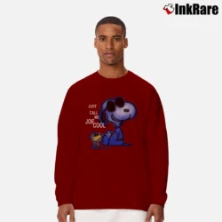 Men’s Peanuts Snoopy Just Call Me Joe Cool Cartoon Long-Sleeve Shirt in maroon | Sleek, Lightweight, Year-Round Wear