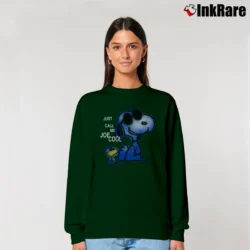 Women’s Peanuts Snoopy Just Call Me Joe Cool Cartoon Relaxed Sweatshirt in forest green | Soft, Laid-Back Vibe