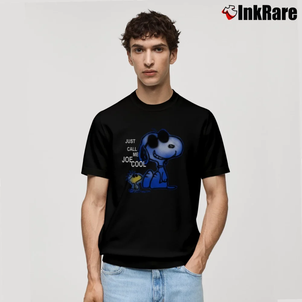Men’s Peanuts Snoopy Just Call Me Joe Cool Cartoon Classic T-Shirt in black | Soft, Breathable Everyday Wear
