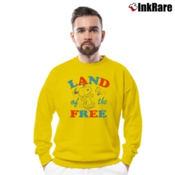 Men’s Peanuts Snoopy Land Of The Free Crewneck Sweatshirt in yellow | Cozy Fabric, Clean Style