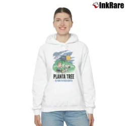 Women’s Peanuts Snoopy Linus Plant A Tree Help Make The World Beautiful Earth Day Cozy Hoodie in white | Warm, Structured, Stylish