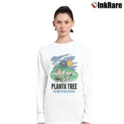 Women’s Peanuts Snoopy Linus Plant A Tree Help Make The World Beautiful Earth Day Long-Sleeve Top in white | Sleek, Versatile, All-Season