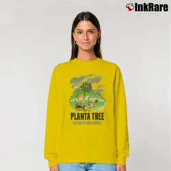 Women’s Peanuts Snoopy Linus Plant A Tree Help Make The World Beautiful Earth Day Relaxed Sweatshirt in yellow | Soft, Laid-Back Vibe