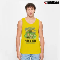 Men’s Peanuts Snoopy Linus Plant A Tree Help Make The World Beautiful Earth Day Tank Top in yellow | Breathable, Active-Friendly Design