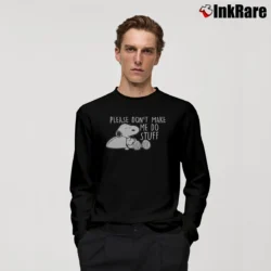 Men’s Peanuts Snoopy Please Don't Make Me Do Stuff Graphic Long-Sleeve Shirt in black | Sleek, Lightweight, Year-Round Wear