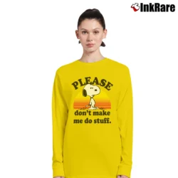 Women’s Peanuts Snoopy Please Don't Make Me Do Stuff Graphic Long-Sleeve Top in yellow | Sleek, Versatile, All-Season