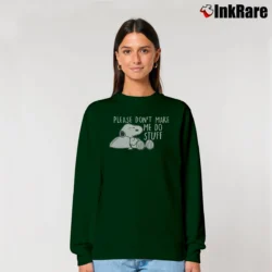 Women’s Peanuts Snoopy Please Don't Make Me Do Stuff Graphic Relaxed Sweatshirt in forest green | Soft, Laid-Back Vibe