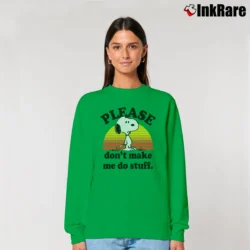 Women’s Peanuts Snoopy Please Don't Make Me Do Stuff Graphic Relaxed Sweatshirt in irish green | Soft, Laid-Back Vibe