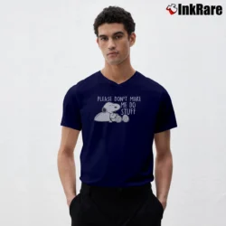Men’s Peanuts Snoopy Please Don't Make Me Do Stuff Graphic V-Neck Tee in navy | Sharp, Breathable, Everyday Staple