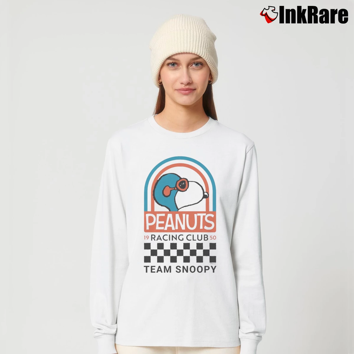 Women’s Peanuts Snoopy Racing Club Long-Sleeve Top in white | Sleek, Versatile, All-Season