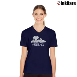 Women’s Peanuts Snoopy Relax Graphic V-Neck Tee in navy | Chic Neckline, Soft Texture