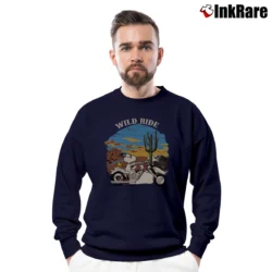 Men’s Peanuts Snoopy Woodstock Moto Wild Ride Crewneck Sweatshirt in navy | Cozy Fabric, Clean Style