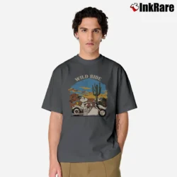 Men’s Peanuts Snoopy Woodstock Moto Wild Ride Classic T-Shirt in charcoal | Soft, Breathable Everyday Wear