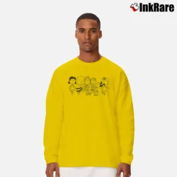 Men’s Peanuts Squad Snoopy Woodstock Linus Lucy Long-Sleeve Shirt in yellow | Sleek, Lightweight, Year-Round Wear