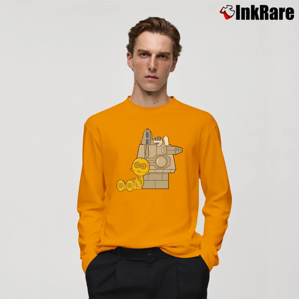 Men’s Peanuts Star Wars Snoopy Charlie Brown Long-Sleeve Shirt in orange | Sleek, Lightweight, Year-Round Wear