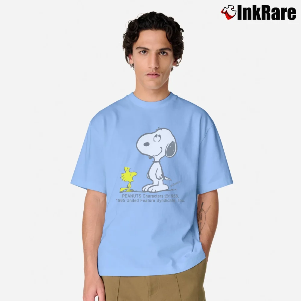 Men’s Peanuts Woodstock And Snoopy Classic T-Shirt in light blue | Soft, Breathable Everyday Wear