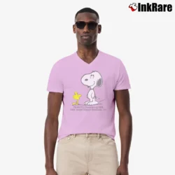 Men’s Peanuts Woodstock And Snoopy V-Neck Tee in light pink | Sharp, Breathable, Everyday Staple