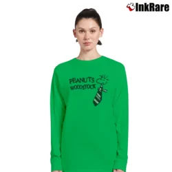 Women’s Peanuts Woodstock Cartoon Funny Long-Sleeve Top in irish green | Sleek, Versatile, All-Season