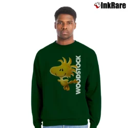 Men’s Peanuts Woodstock Cartoon Crewneck Sweatshirt in forest green | Cozy Fabric, Clean Style
