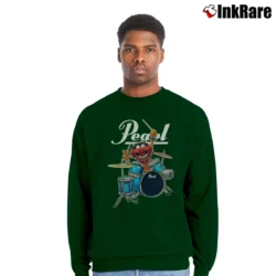 Men’s Pearl Drums Gritty Logo Music Crewneck Sweatshirt in forest green | Cozy Fabric, Clean Style