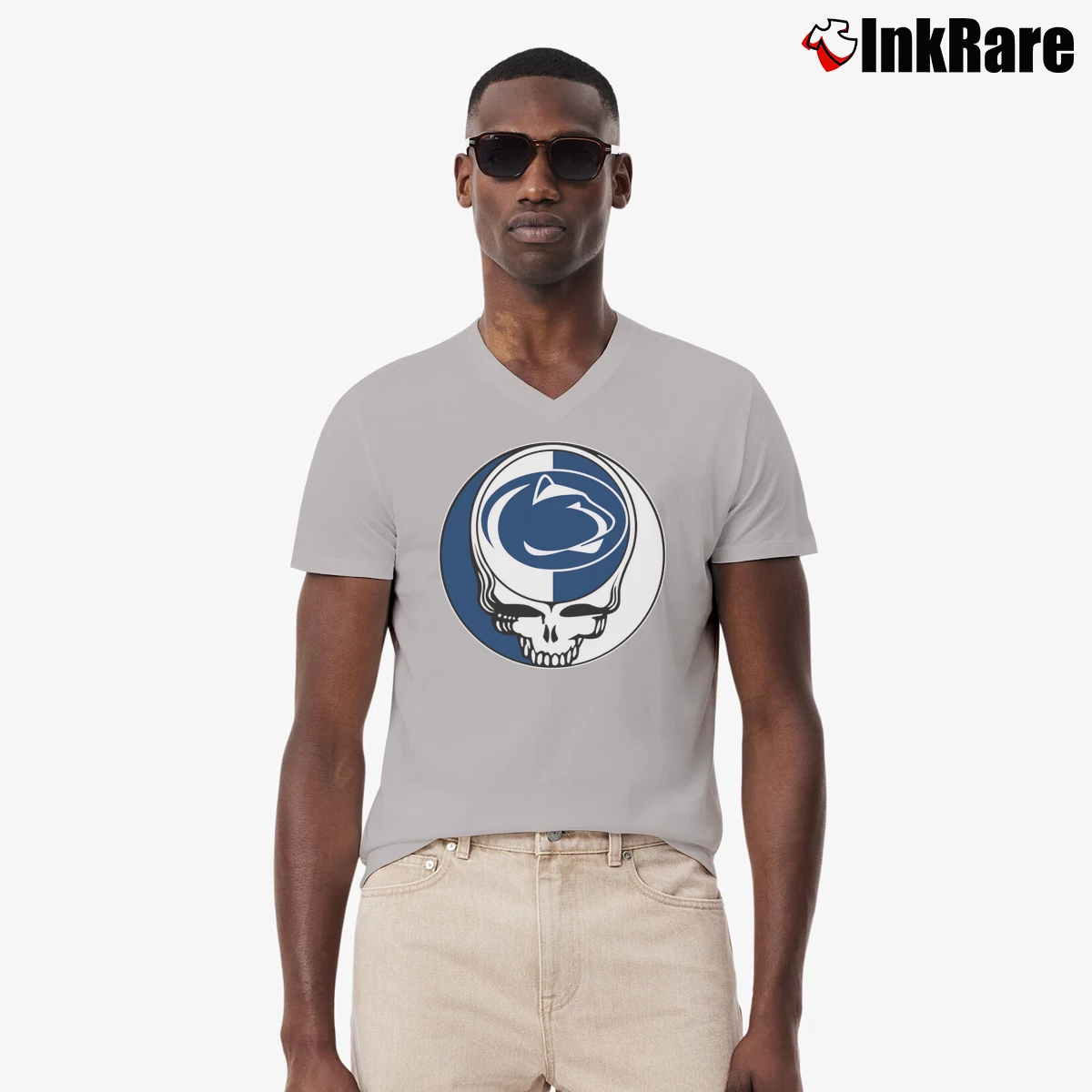 Men’s Penn State Nittany Lions Grateful Dead Logo Band V-Neck Tee in sport grey | Sharp, Breathable, Everyday Staple