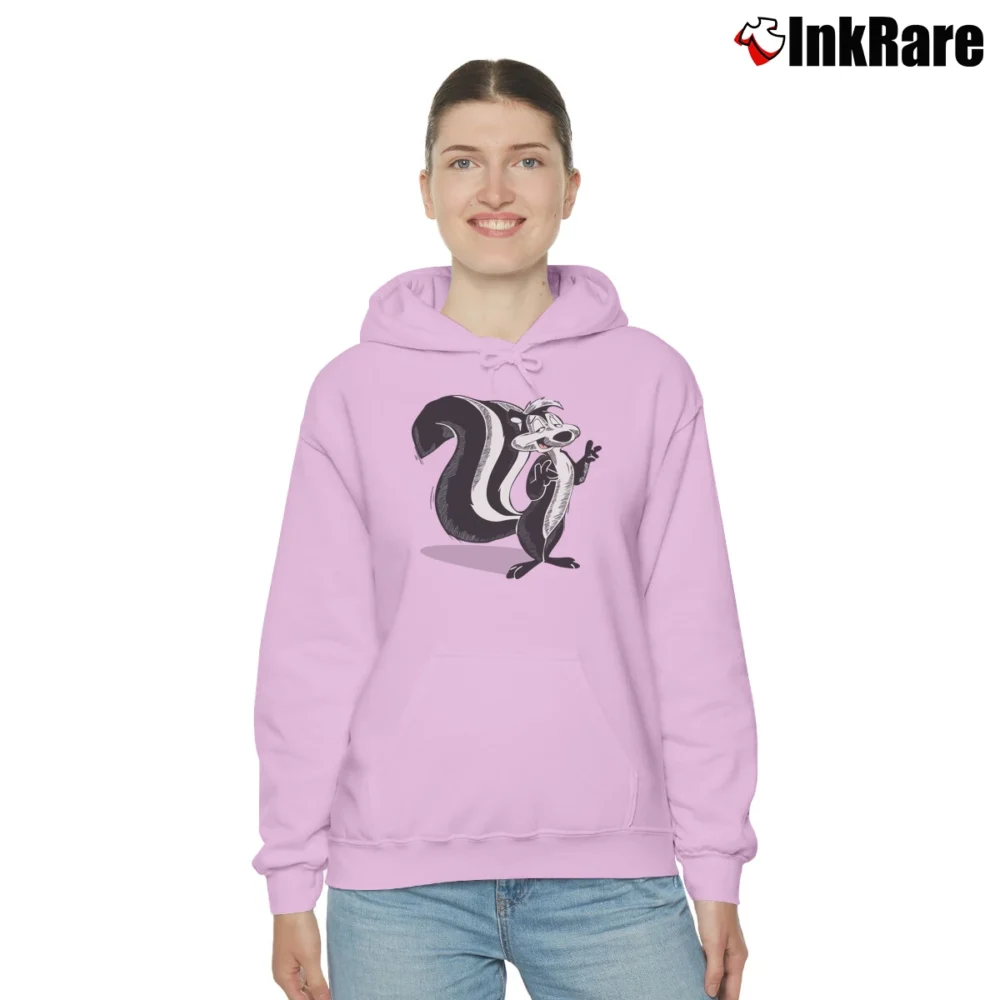 Women’s Pepe Le Pew Green Looney Tunes Cozy Hoodie in light pink | Warm, Structured, Stylish