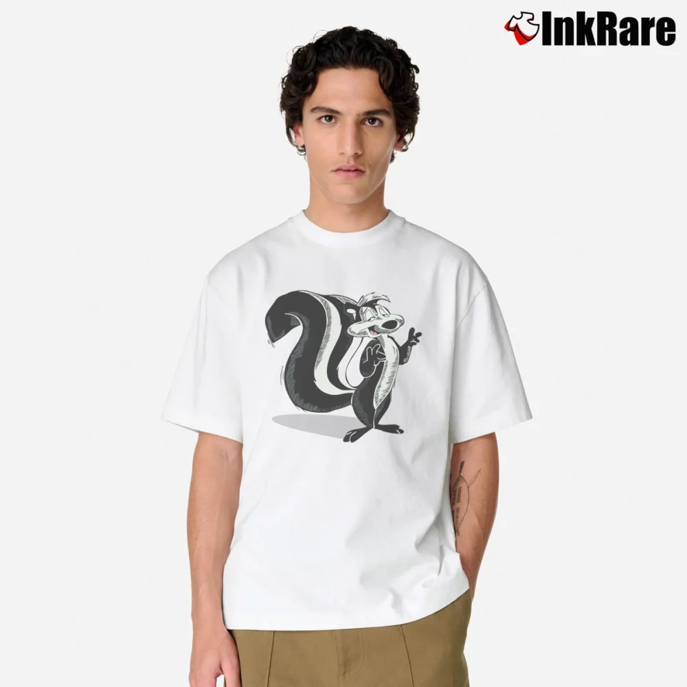 Men’s Pepe Le Pew Green Looney Tunes Classic T-Shirt in white | Soft, Breathable Everyday Wear