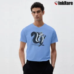 Men’s Pepe Le Pew Green Looney Tunes V-Neck Tee in light blue | Sharp, Breathable, Everyday Staple