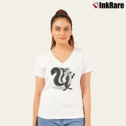 Women’s Pepe Le Pew Green Looney Tunes V-Neck Tee in white | Chic Neckline, Soft Texture