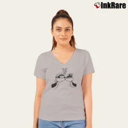 Women’s Pepe Le Pew Looney Tunes Christmas Kiss V-Neck Tee in sport grey | Chic Neckline, Soft Texture