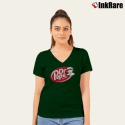 Women’s Pepe Le Pew Looney Tunes Funny Logo V-Neck Tee in forest green | Chic Neckline, Soft Texture