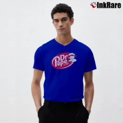 Men’s Pepe Le Pew Looney Tunes Funny Logo V-Neck Tee in royal blue | Sharp, Breathable, Everyday Staple