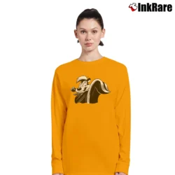Women’s Pepe Le Pew Retro Cartoon Mascot Long-Sleeve Top in orange | Sleek, Versatile, All-Season