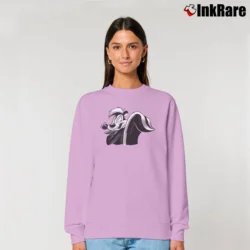 Women’s Pepe Le Pew Retro Cartoon Mascot Relaxed Sweatshirt in light pink | Soft, Laid-Back Vibe