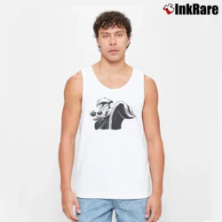Men’s Pepe Le Pew Retro Cartoon Mascot Tank Top in white | Breathable, Active-Friendly Design