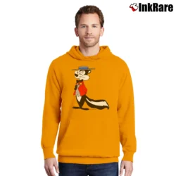 Men’s Pepe Le Pew Skunk Tuxedo Looney Tunes Pullover Hoodie in orange | Cozy, Durable, Modern Fit