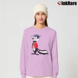 Women’s Pepe Le Pew Skunk Tuxedo Looney Tunes Long-Sleeve Top in light pink | Sleek, Versatile, All-Season