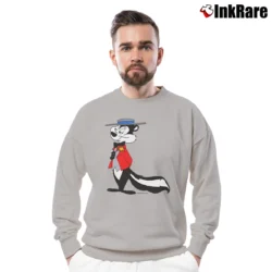 Men’s Pepe Le Pew Skunk Tuxedo Looney Tunes Crewneck Sweatshirt in sport grey | Cozy Fabric, Clean Style