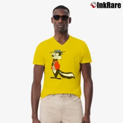 Men’s Pepe Le Pew Skunk Tuxedo Looney Tunes V-Neck Tee in yellow | Sharp, Breathable, Everyday Staple