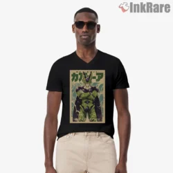 Perfect Cell Retro Poster Style Shirt on black v-neck shirt for men graphic tee