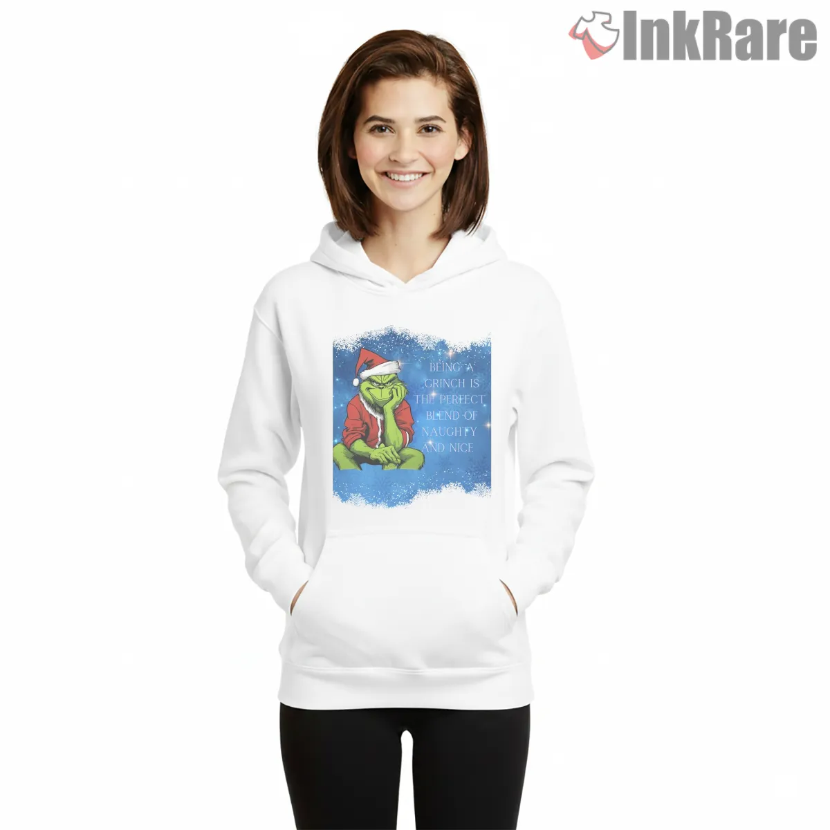 Perfect Grinch Blend Of Naughty And Nice Shirt on white hoodie for women graphic tee