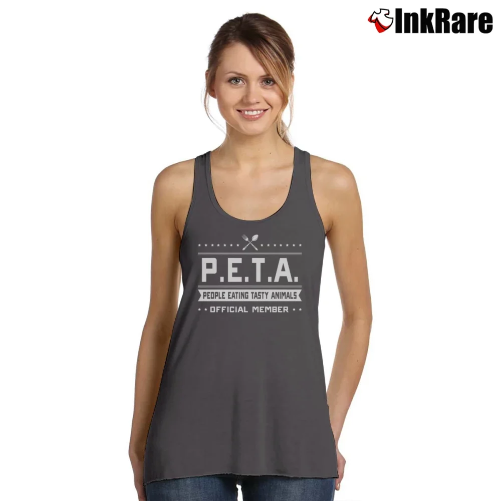 Women’s PETA People Eating Tasty Animals Anti Vegetarian Tank Top in charcoal | Lightweight, Movement-Friendly