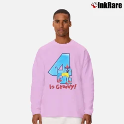 Men’s Pete The Cat 4th Birthday Long-Sleeve Shirt in light pink | Sleek, Lightweight, Year-Round Wear