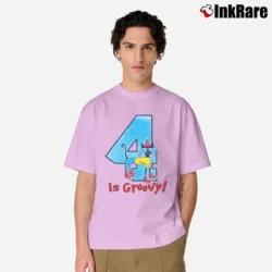Men’s Pete The Cat 4th Birthday Classic T-Shirt in light pink | Soft, Breathable Everyday Wear