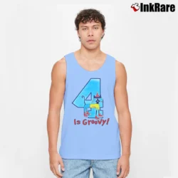 Men’s Pete The Cat 4th Birthday Tank Top in light blue | Breathable, Active-Friendly Design