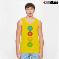 Men’s Pete The Cat Halloween Costume Yellow Buttons Tank Top in yellow | Breathable, Active-Friendly Design